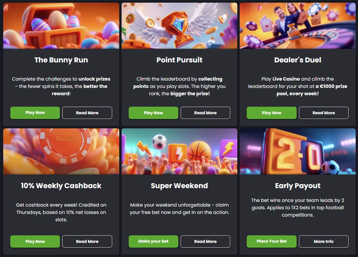 Speciale bonussen van Betiro Casino